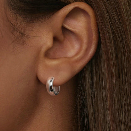 925 Sterling Silver Platinum Plated Earrings 11x5mm for Women