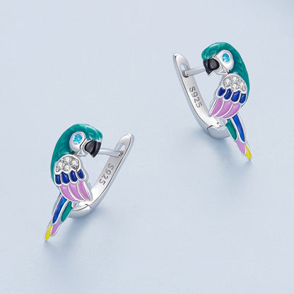 925 Sterling Silver Enamel Crafted Earrings for Women - 16x9mm