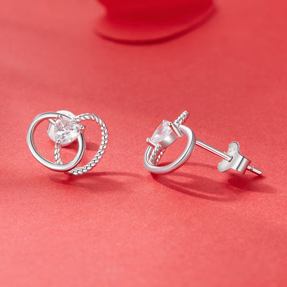 925 Sterling Silver White Gold Plated Pavé Setting CZ Earrings