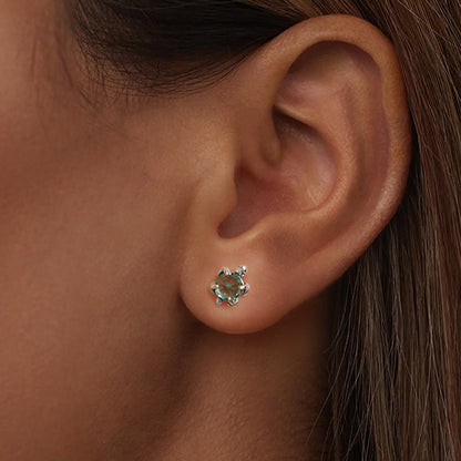 925 Sterling Silver Earrings with Transparent Glass and Oxidized Finish for Women