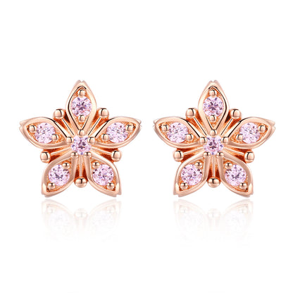925 Sterling Silver Rose Gold Plated Pavé Setting CZ Earrings