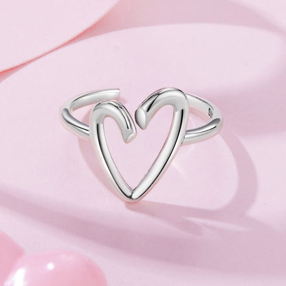 925 Sterling Silver Oxidized Silver Heart Ring for Women