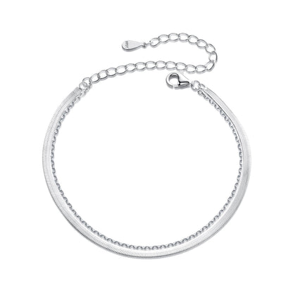 925 Sterling Silver 15+6cm White Gold Plated Bracelet for Women