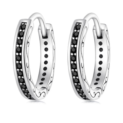 925 Sterling Silver Oxidized Pavé CZ Earrings