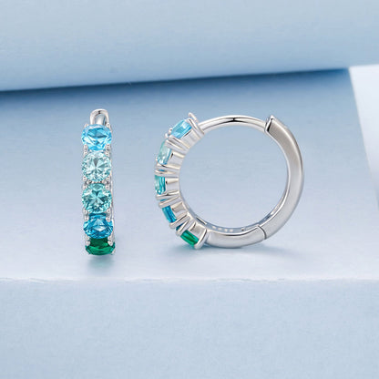 925 Sterling Silver Earrings with White Gold Plating and CZ for Women