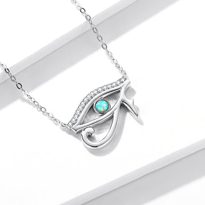 925 Sterling Silver Opal Necklace with CZ and Platinum Plating, Adjustable Length 45cm, Women’s Jewelry