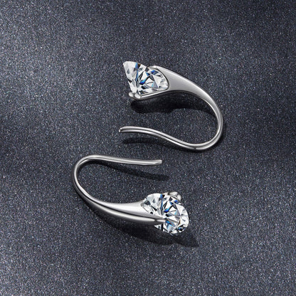 925 Sterling Silver Moissanite 1ct Earrings for Women