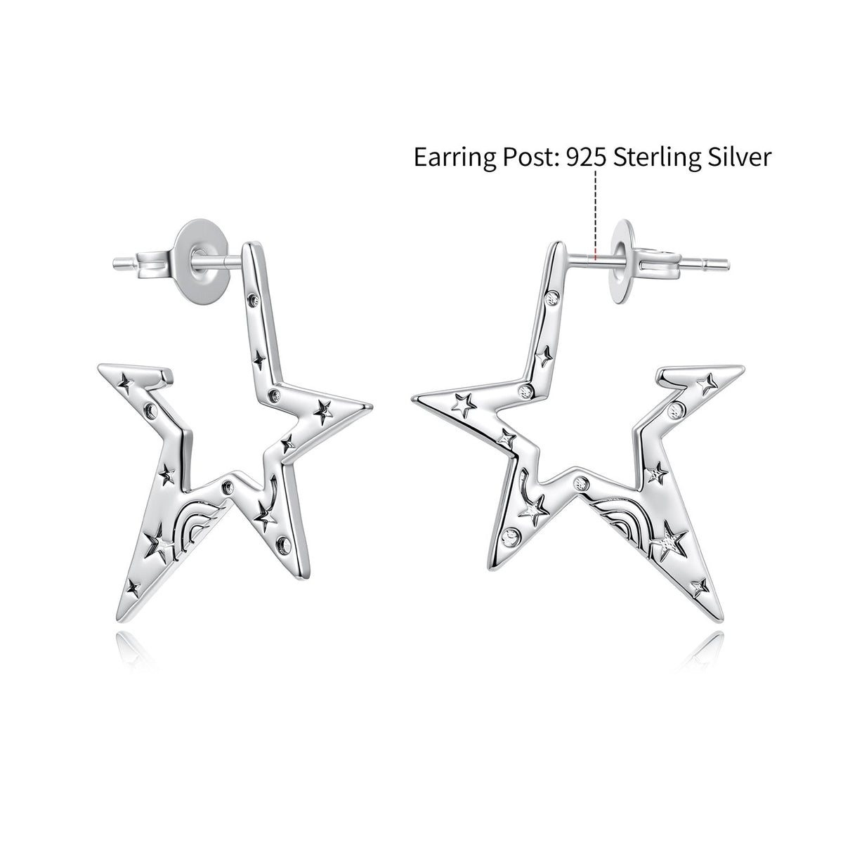 925 Sterling Silver White Gold Plated 2.3 cm Copper Earrings for Women