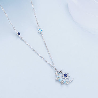 925 Sterling Silver Necklace with Pavé Setting CZ and Spinel Pendant