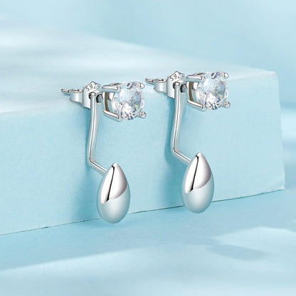 925 Sterling Silver Plated White Gold Earrings with Pavé Setting CZ