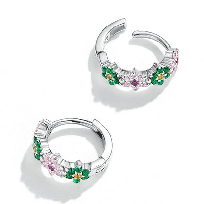 925 Sterling Silver Earrings with CZ in Pavé Setting - 1.3x0.4cm for Women