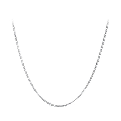925 Sterling Silver 45S Platinum Plated Necklace for Women - 400mm Length, 0.8mm Thickness