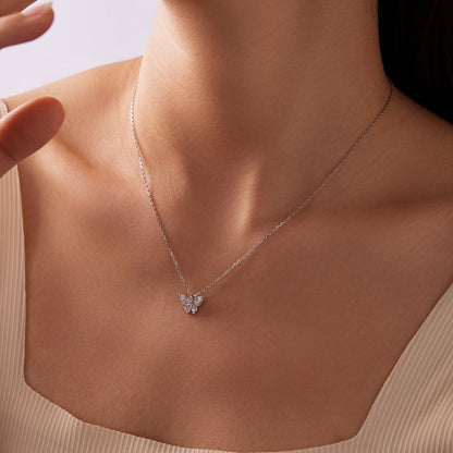 925 Sterling Silver Plated White Gold Moissanite Necklace 40+5cm for Women
