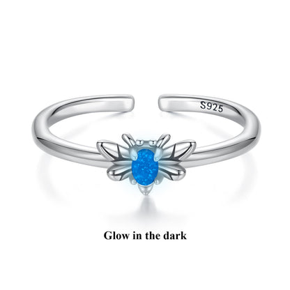 925 Sterling Silver Pendant with Luminous Stone - Oxidized Silver, For Rings