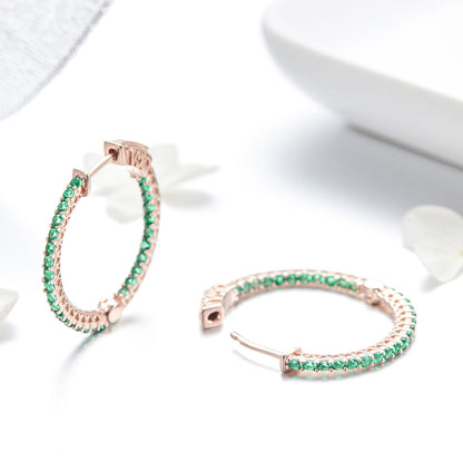925 Sterling Silver Plated Rose Gold Pavé Setting CZ Earrings