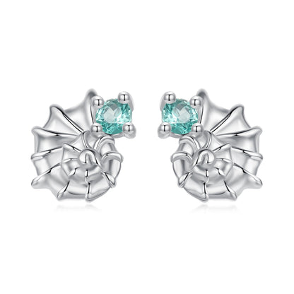 925 Sterling Silver Earrings with Transparent Glass and White Gold Plating for Women