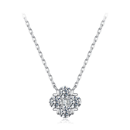 925 Sterling Silver White Gold Plated Moissanite 40+5cm Necklace for Women