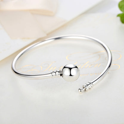 925 Sterling Silver 5.8CM Diameter and 0.3CM Thick Bracelet for Women