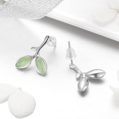 925 Sterling Silver Earrings with Synthetic Opal 1.5*1.3cm