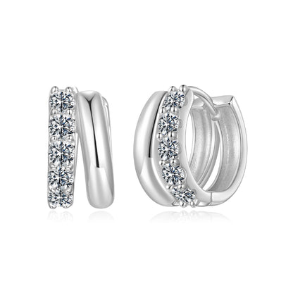 925 Sterling Silver Moissanite 0.06 Carat White Gold Plated Earrings for Women