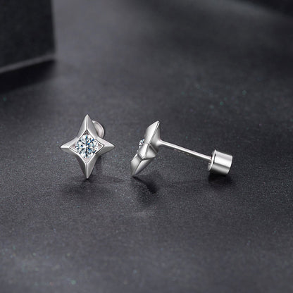 925 Sterling Silver Moissanite Earrings 0.8cm for Women