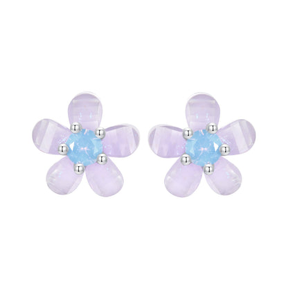 925 Sterling Silver Opal 8mm Earrings for Women