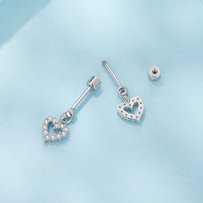 925 Sterling Silver White Gold Plated Pavé CZ Earrings