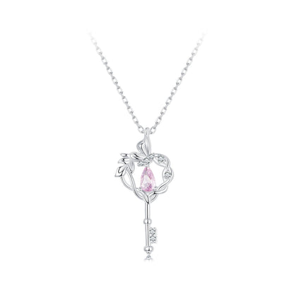 925 Sterling Silver Necklace with CZ in Pavé Setting, 400+50mm Length for Women