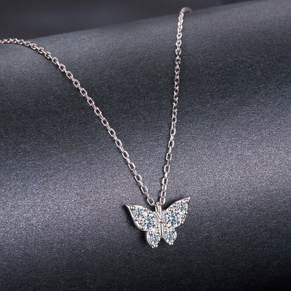 925 Sterling Silver Plated White Gold Moissanite Necklace 40+5cm for Women