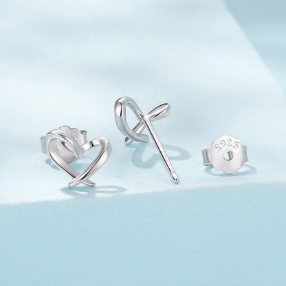 925 Sterling Silver White Gold Plated Earrings 0.7x0.8cm for Women