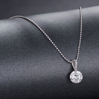 925 Sterling Silver Moissanite Necklace 40+5cm with White Gold Plating for Women