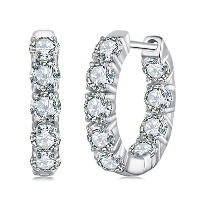 925 Sterling Silver Moissanite Earrings 0.1 Carat White Gold Plated 1.5x0.3cm Women