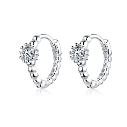 925 Sterling Silver Earrings with Pavé Setting CZ - 1cm for Women