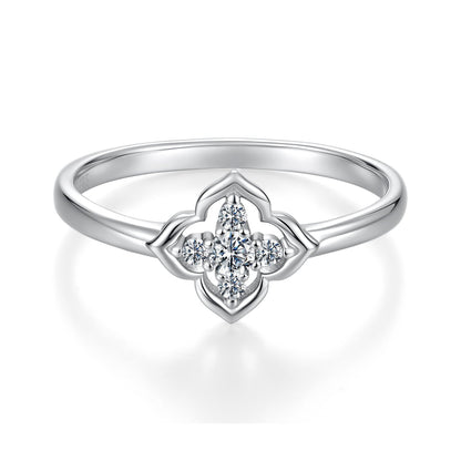 925 Sterling Silver White Gold Plated Moissanite Size 6 Ring for Women