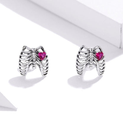 925 Sterling Silver Oxidized Pavé Setting CZ Earrings - 1x1cm for Women