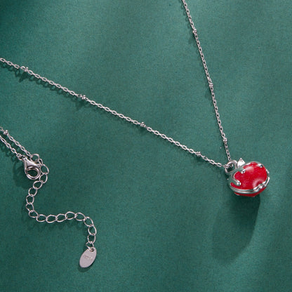 925 Sterling Silver White Gold Plated Enamel Necklace 40+5cm for Women