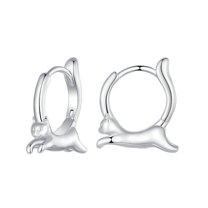 925 Sterling Silver Earrings for Women, Size 15*4mm, Inner Diameter 10mm, Plated Platinum