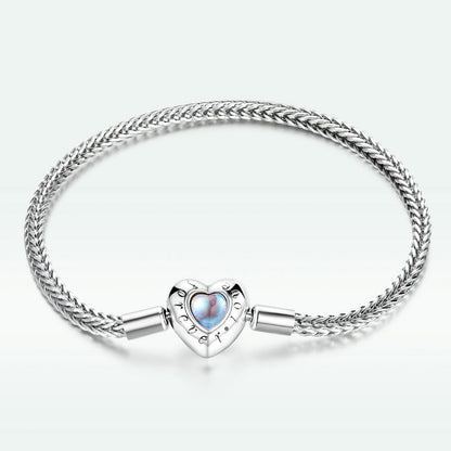 925 Sterling Silver Moonstone Bracelet 17cm for Women