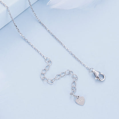 925 Sterling Silver Pendant Necklace with Pavé CZ and Plated Platinum