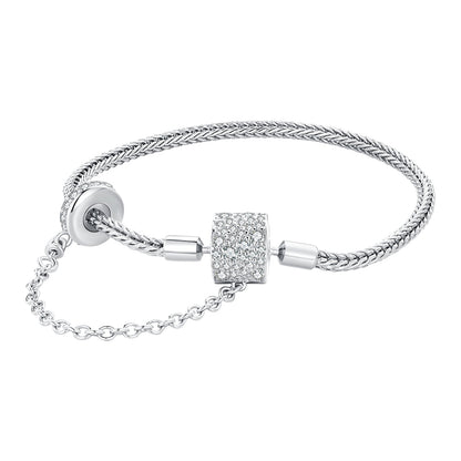 925 Sterling Silver Bracelet 17cm with Pavé Setting CZ for Women