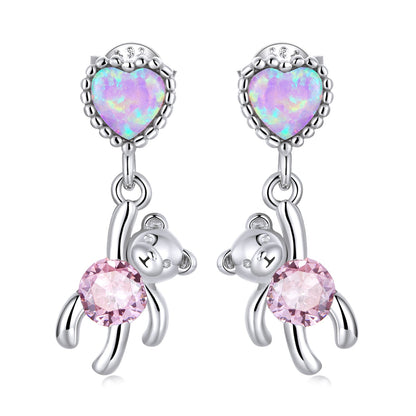 925 Sterling Silver Earrings with Translucent Opal and CZ for Women