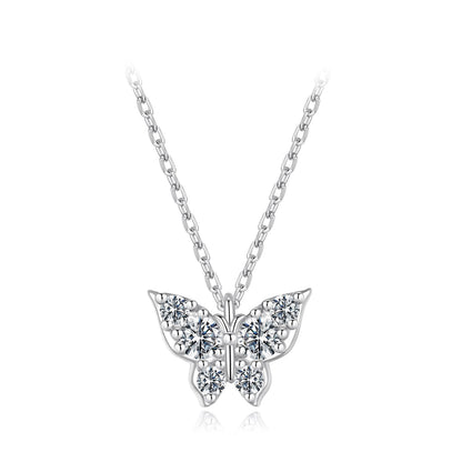 925 Sterling Silver Plated White Gold Moissanite Necklace 40+5cm for Women