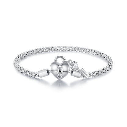 925 Sterling Silver Pavé Setting CZ Bracelet Size 17.0 for Women