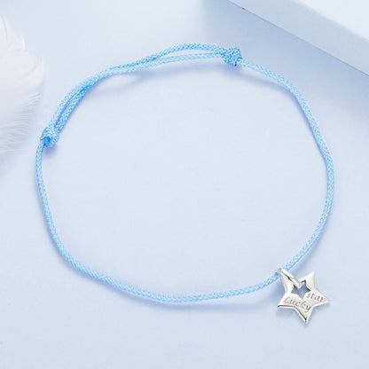 925 Sterling Silver Adjustable Cotton Rope Bracelet for Women