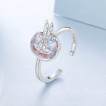 925 Sterling Silver Ring with Nano Opal Stone, 0.15 cm Width for Women