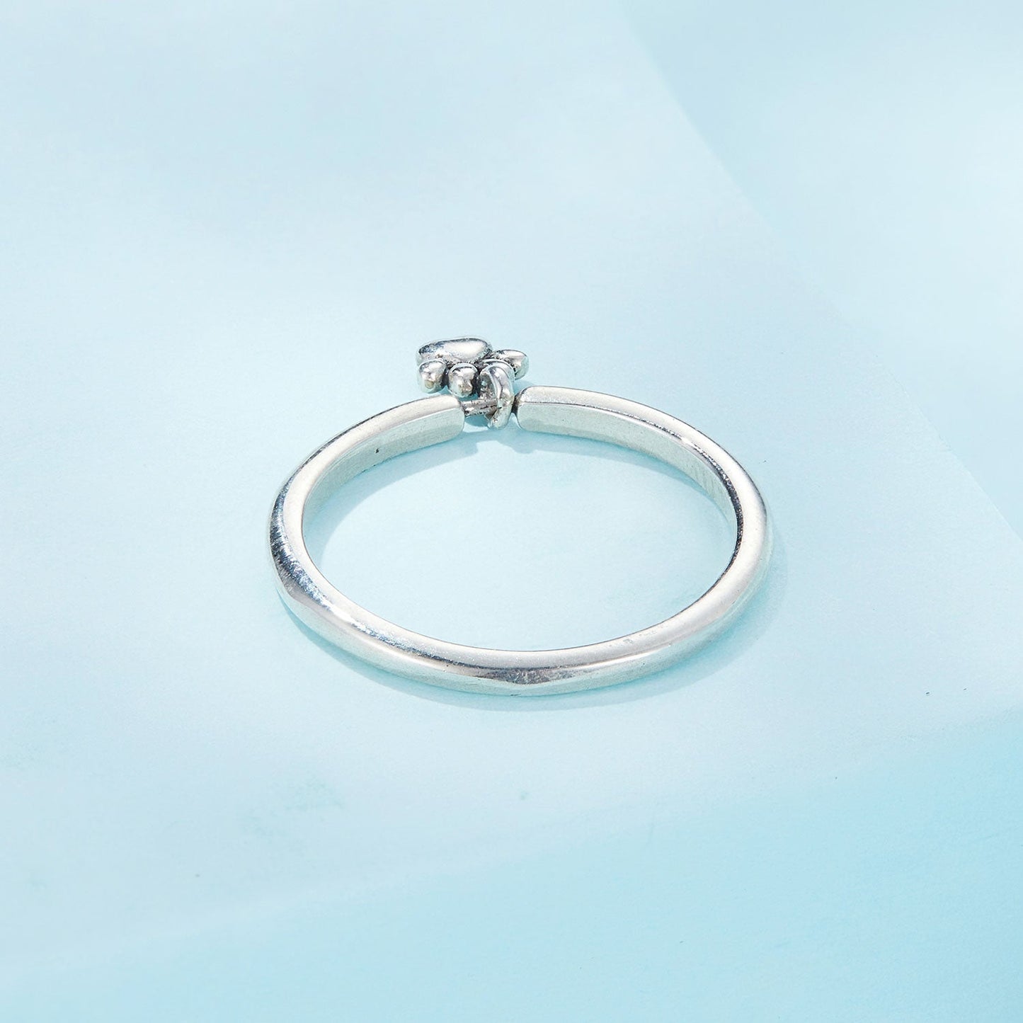 925 Sterling Silver Oxidized Round Paw Print Ring Size 6.0 for Women