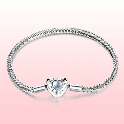 925 Sterling Silver Moonstone Bracelet 17cm for Women