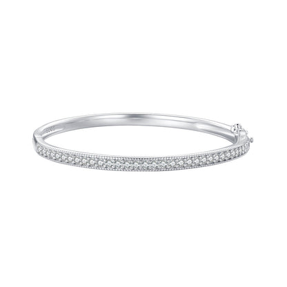 925 Silver & Platinum Pavé Setting CZ Bracelets, Size 17.0 mm for Women