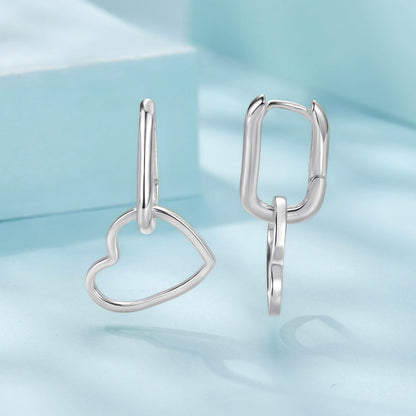 925 Sterling Silver Earrings with Love Pendant for Women