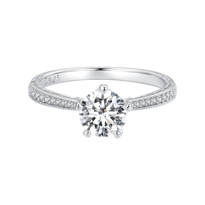 925 Sterling Silver Moissanite 0.8ct Ring Size 6 for Women